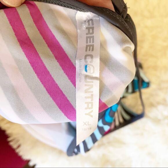 Free Country Blue Striped Swim Tank Top XL - Picture 6 of 8